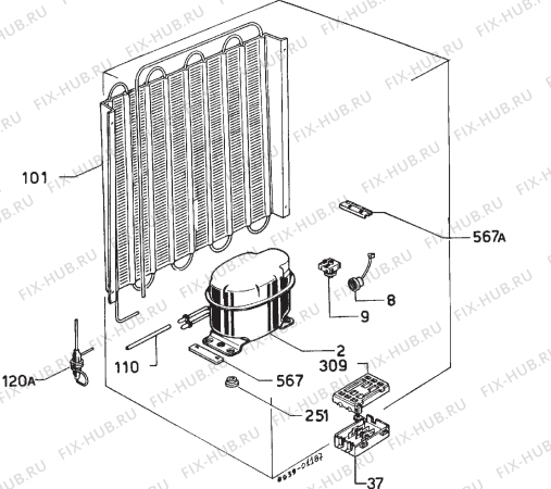 Взрыв-схема холодильника Privileg 020678 9 - Схема узла Freezer cooling system